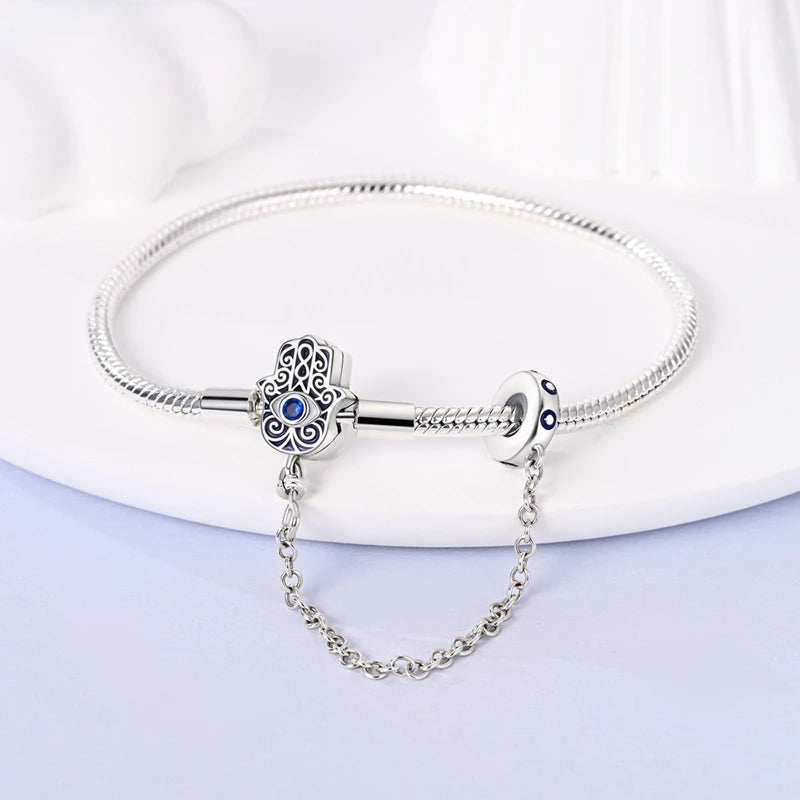 925 Sterling Silver Charm Bracelet - Leaf, Clover, Butterfly & Heart Design | 17-20cm Adjustable