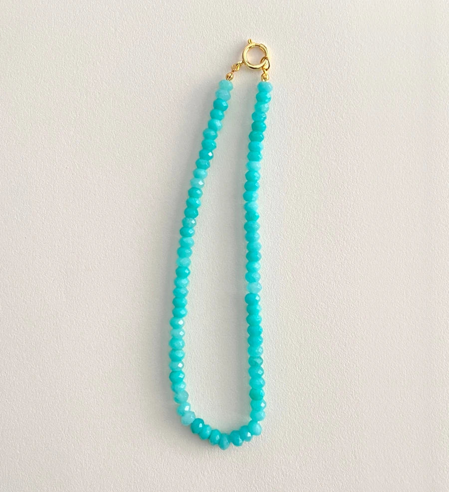 Colored Semi-precious Stone Fashion Necklace 5*8 Cut Natural Stone Beaded Necklace For women, Luxury Handmade  Jewelry