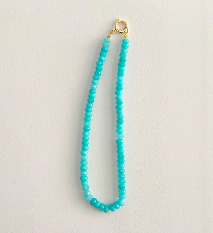 Colored Semi-precious Stone Fashion Necklace 5*8 Cut Natural Stone Beaded Necklace For women, Luxury Handmade  Jewelry