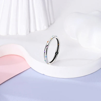 925 Sterling Silver Sparkling Zircon Ring - Classic Stackable Wedding Band for Women