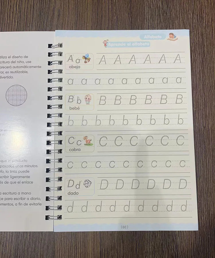 Magic Writing Book in Portuguese Calligraphy Notebook Montessori Kids Reusable Educational Calligraphic Letter Practice Toy