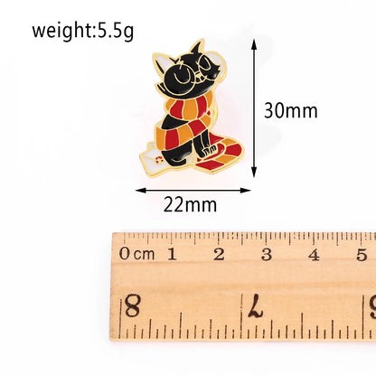 Kawaii Harry Potter Wizard Cat Brooch Fashion Metal Enamel Lapel Pin Clothing Backpack Bagde for Women Party Gifts Accessories