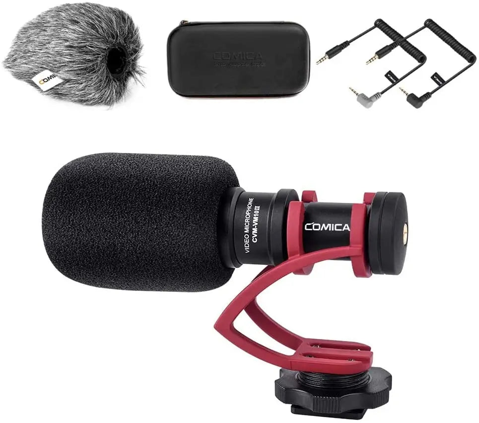 Camera Microphone,COMICA CVM-VM10II Professional Shotgun Microphone with Shock Mount For iPhone,DSLR Camera,Android Smartphones