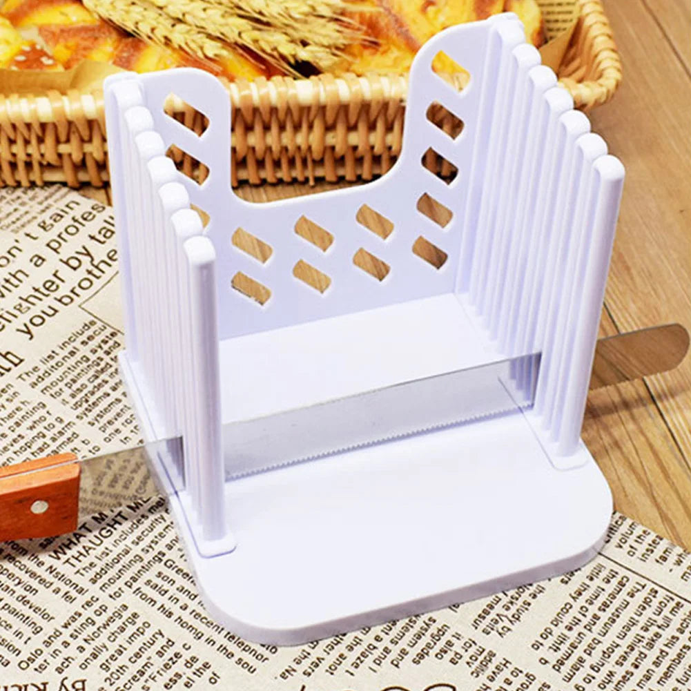 Toast Bread Slicer Stand Adjustable Plastic Bread Cutting Tools DIY Foldable Toast Loaf Slicing Machine Kitchen Bread Gadgets