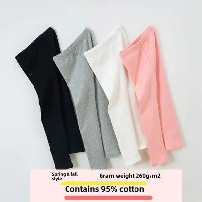 Girls Pure Cotton Long Pants - Slim Fit Thermal Underwear for Kids | Spring Autumn Base Layer