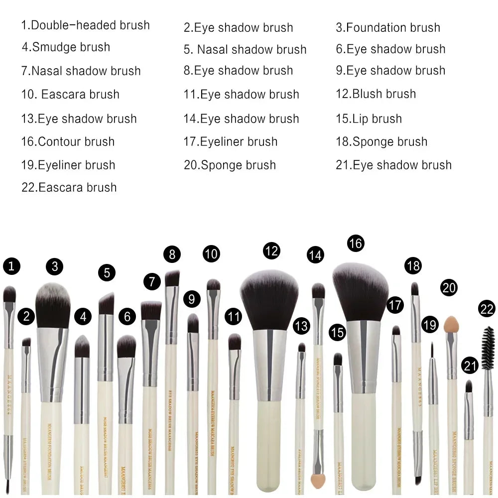 Professional Makeup Brush Set - 22 Piece Premium Cosmetic Brushes Kit for Eyeshadow & Eyeliner