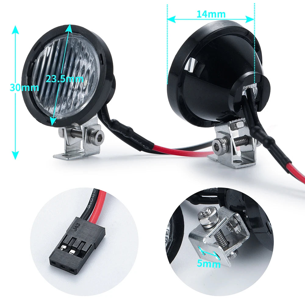 MIBIDAO 2/4LED RC Car Roof Light Round Lamp Spotlight For 1/10 Axial SCX10 II 90046 TRX4 Tamiya CC01 D90 D110