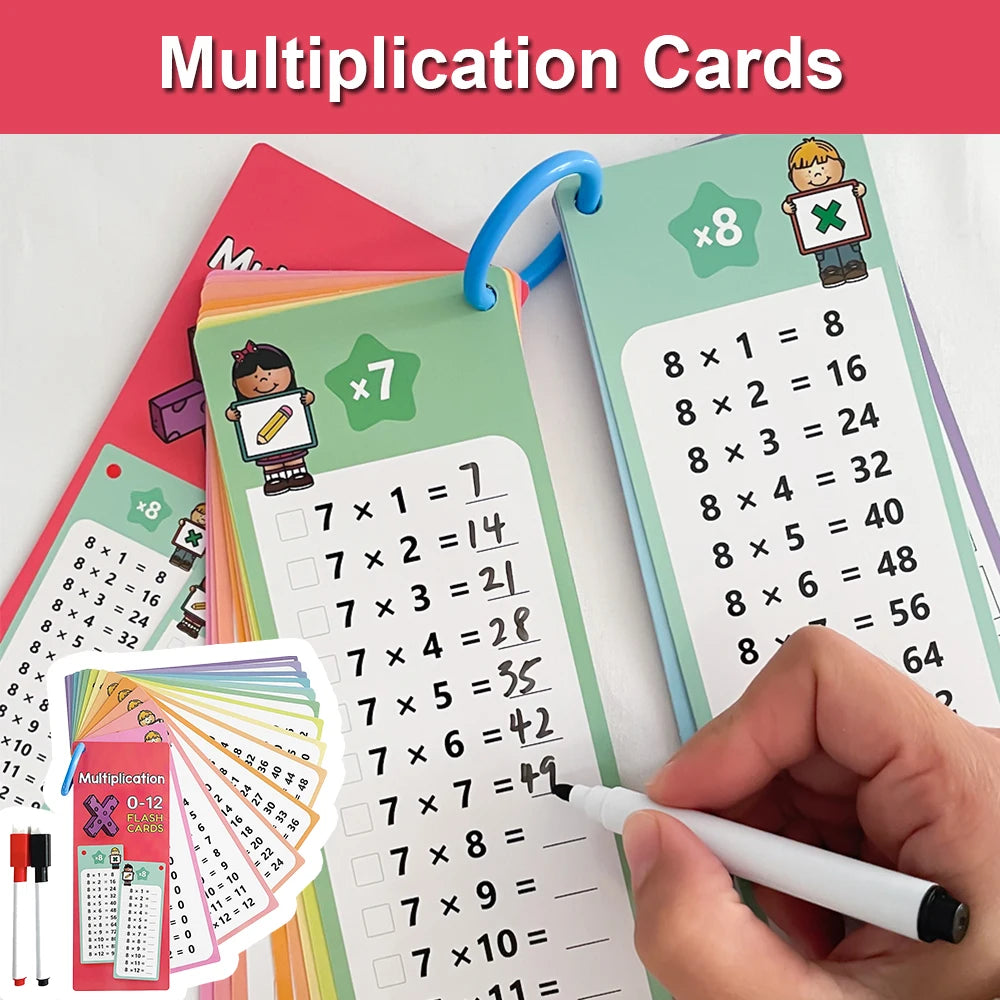 0-12 Multiplication Charts, Times Table Cards, Self Check Math Learning Tool, Montessori Mathematical Training, Teaching Aids