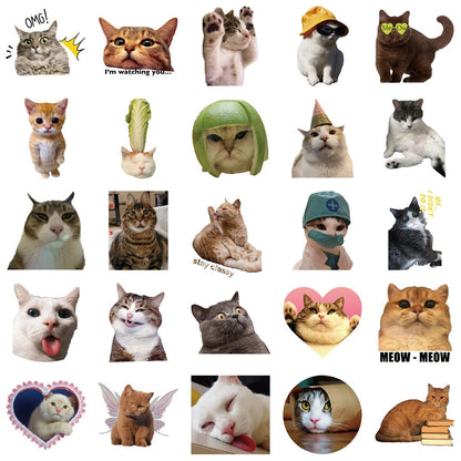 10/50/100/200pcs Cute Animal Cat Stickers Kawaii Girls Kids Funny Kitten MEME Graffiti Decal Toy Waterproof DIY Phone Case Bike