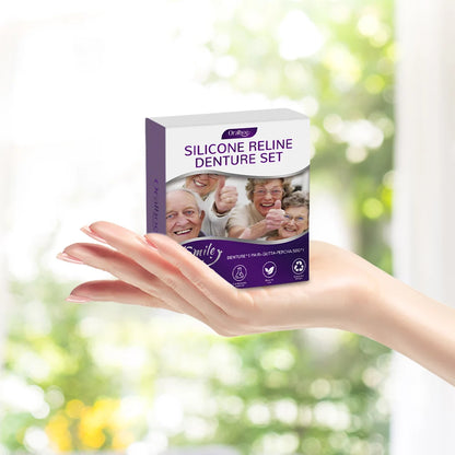 Silicone Reline Denture Set Wear-Resistant Soft Dentures False Teeth Non-Toxic Teeth Upper and Lower Set for Men Women