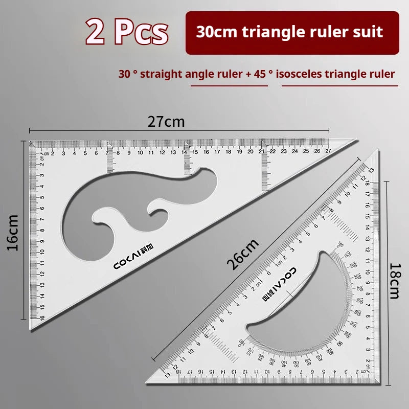 Multifunctional Triangular Ruler 18/22/27/32/37/42CM Hand-drawn Triangle Board Protractor Woodworking Interior Drawing Design