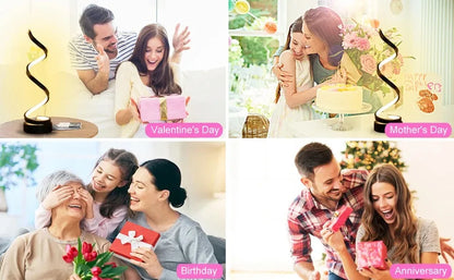 Tischlampen für Wohnzimmer, moderne, spiralförmige, dimmbare LED-Tischlampe, kleine Nachttischlampen, Nachttischlampe für Schlafzimmer, Büro, Zuhause