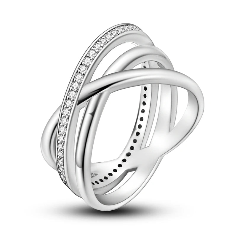 925 Sterling Silver Sparkling Zircon Ring - Classic Stackable Wedding Band for Women