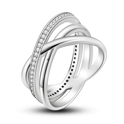 925 Sterling Silver Sparkling Zircon Ring - Classic Stackable Wedding Band for Women