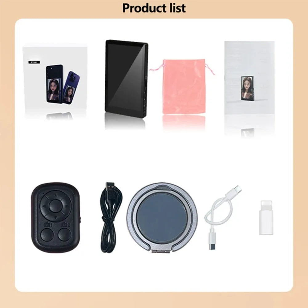 Phone Selfie Monitor Screen Wireless Magnetic Mount Vlog Phone Rear Camera Selfie WiFi Bluetooth Connection for Selfie Live