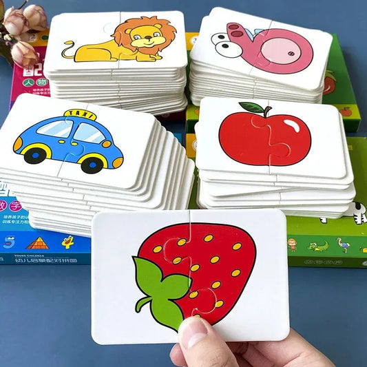 32 Piece Educational Matching Puzzle Cards - Early Learning Cognitive Development Toy for Kids Ages 3-6