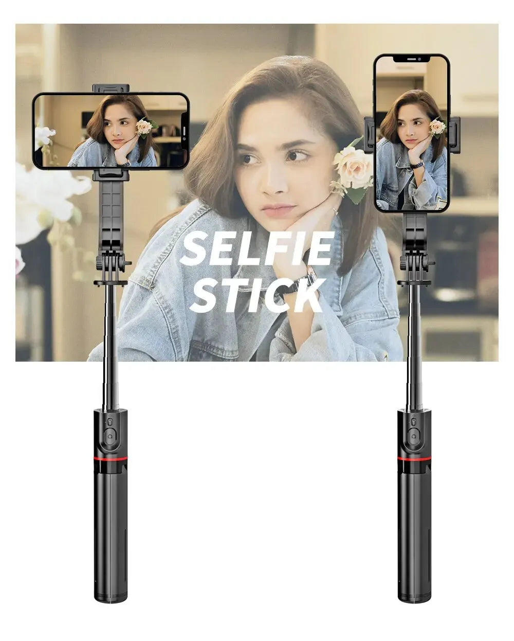 Wireless Selfie Stick for Smartphone, 44 Inch Tripod with Bluetooth Remote, Portables Foldable Stand for Vlog Shooting Record