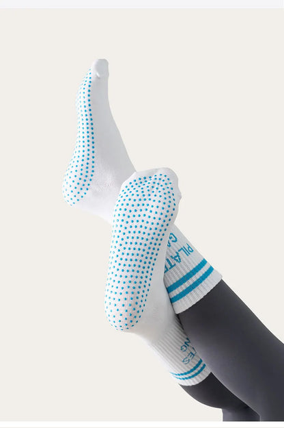 Yoga Socks Women Cotton Stripe Pile Silicone Non-slip Grip Pilates Crew Socks
