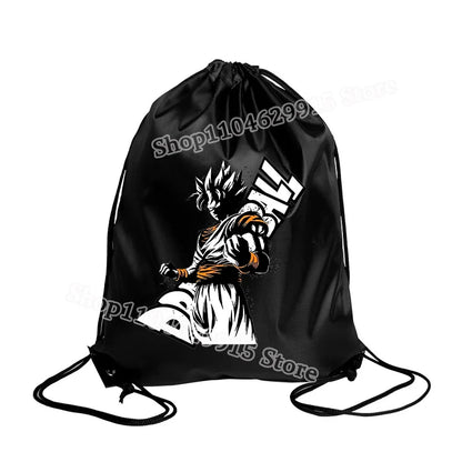 Dragon Ball Drawstring Bag Boys Goku Anime Figure String Pocket Swimming Pool Clothes Shoes Storage Waterproof Backpack Gifts