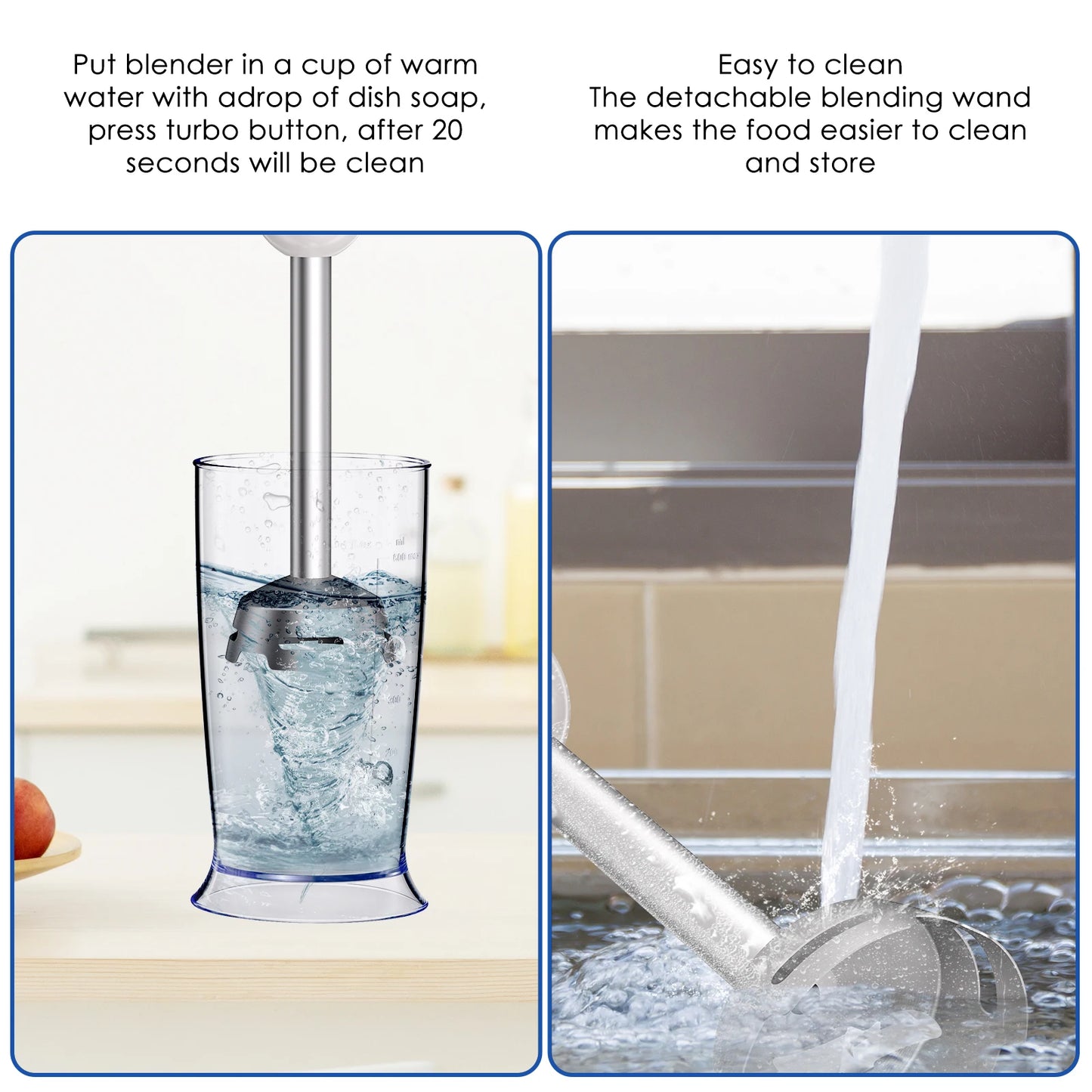 BioloMix 1000W 4-in-1 Immersion Hand Stick Blender Mixer Vegetable Meat Grinder 500ml Chopper Whisk 600ml Smoothie Cup