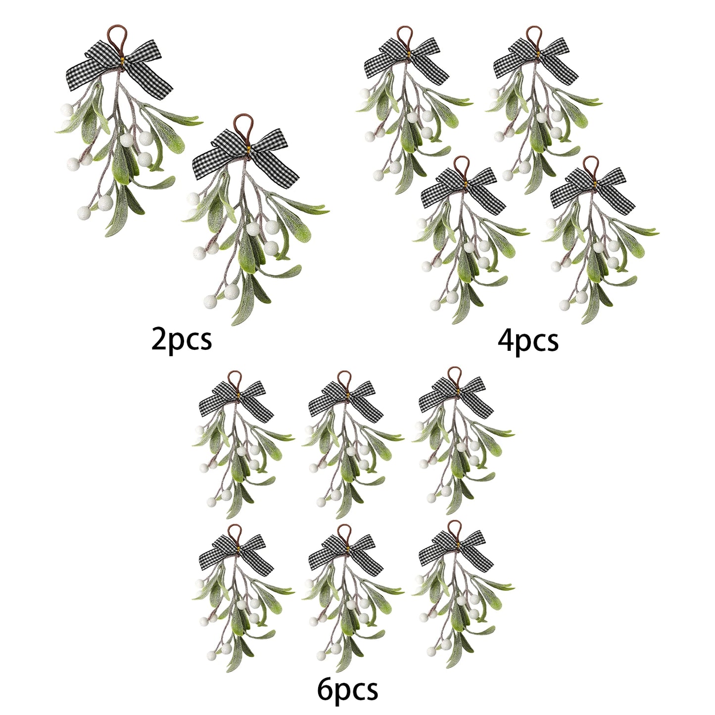 6pcs artificial Christmas Mistletoe hanging ornament Artificial green plant home decoration berry hanging ornament