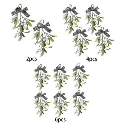 6pcs artificial Christmas Mistletoe hanging ornament Artificial green plant home decoration berry hanging ornament