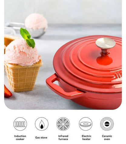 23cm Enameled Cast Iron Dutch Oven 2 Quart Heavy Soup Pot Casserole Dish For Bread Baking And Stew Kitchen Nonstick Braised Pot