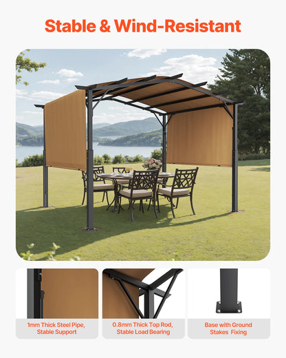 VEVOR Outdoor Pergola Arched Top Metal Pergola Retractable Pergola with Sun Shade Canopy Large Patio Shelter Pavilion for Deck