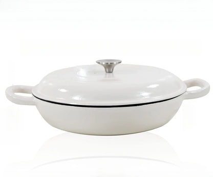 4.5L Dutch Oven Soup Pot Cast Iron Casserole Braiser  Casserole Skillet with Lid and Dual Handles Dutch Oven Baking