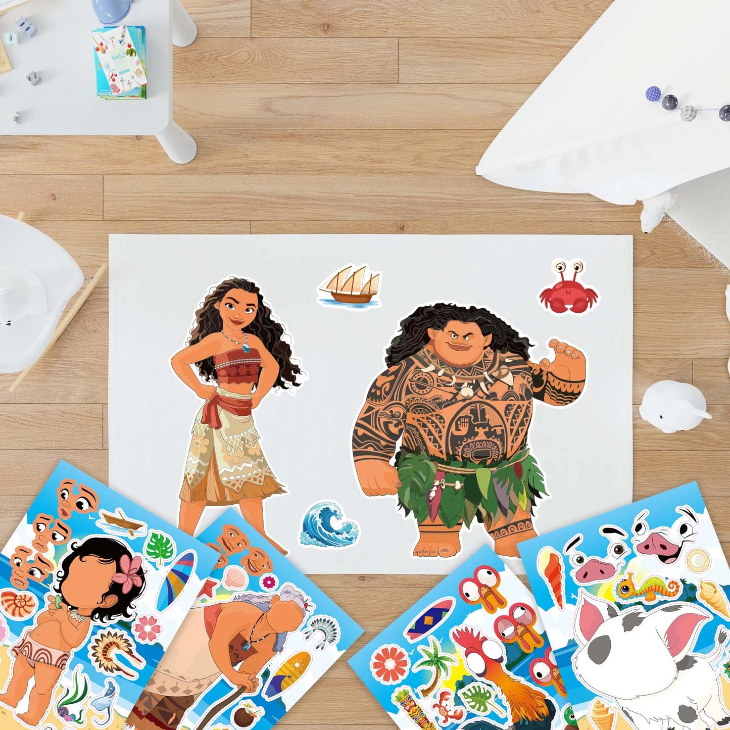 Disney Moana 2 Make a Face Puzzle Stickers Party Favors Gifts DIY Cartoon Sticker Goodie Bag Pinata Fillers Party Decoration