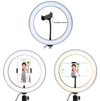 26cm 10 inch Led Ring Selfie Light Dimmable Photography Lighting Kit Usb Charge Lamp With Tripod For Live Video 120 Lamp Beads
