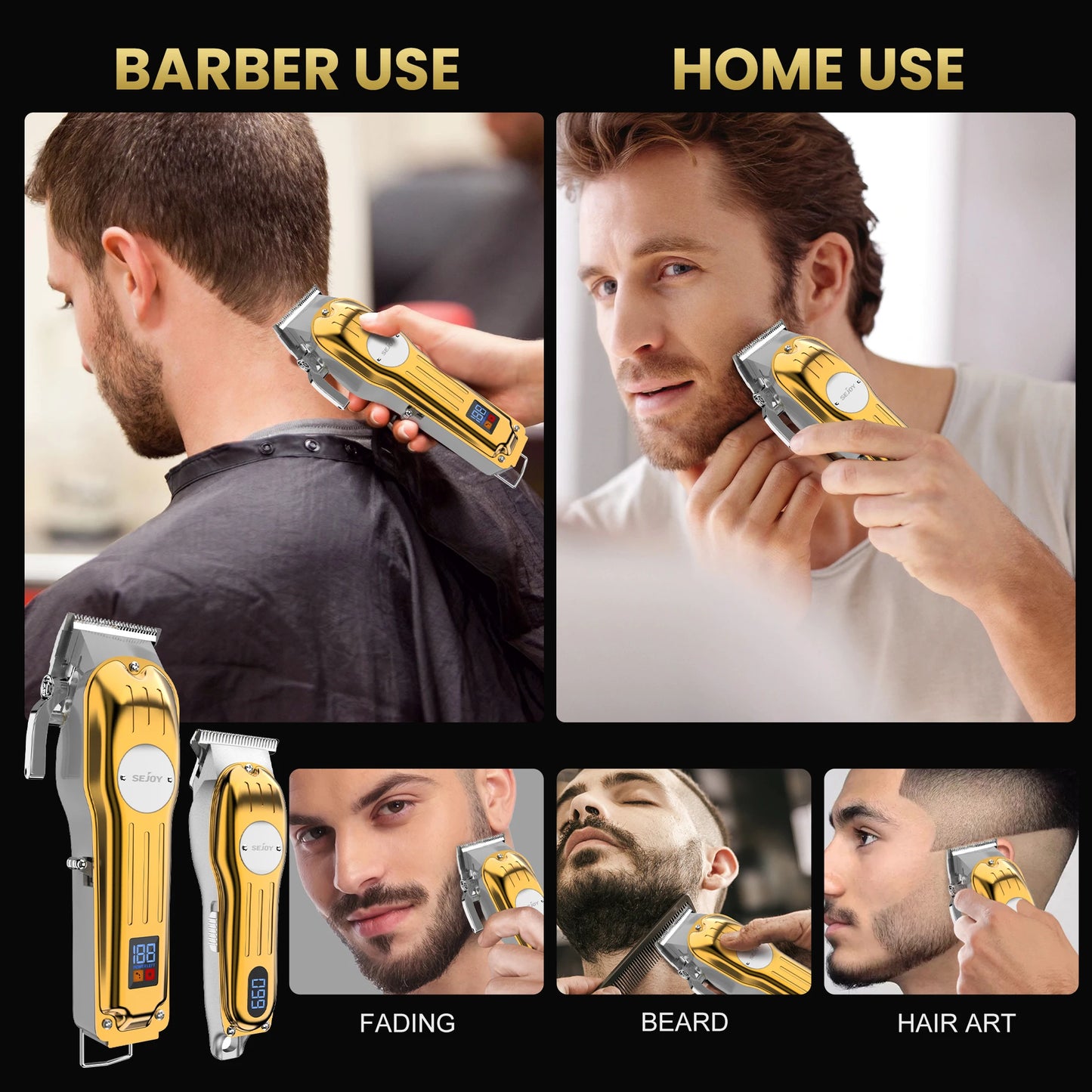 Sejoy Professional Combo Kits Hair Clipper Electric Hair Trimmer Set For Men Rechargeable Cordless Haircut Machine for Barber