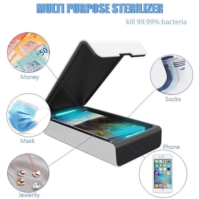 Multi Strong unction UV Light Mobile Phone Mask Sterilizer Portable Cell Phone Sterilizer With USB Charging For SmartPhone