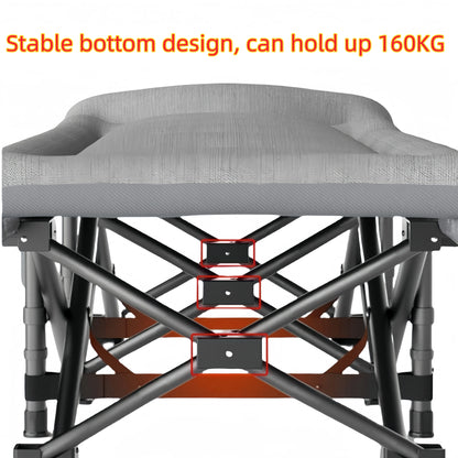 Portable Folding Camping Bed With Pillow - Heavy Duty Military Style Bed 190 X 67 X 48 Cm Lightweight Lounger Camping Garden