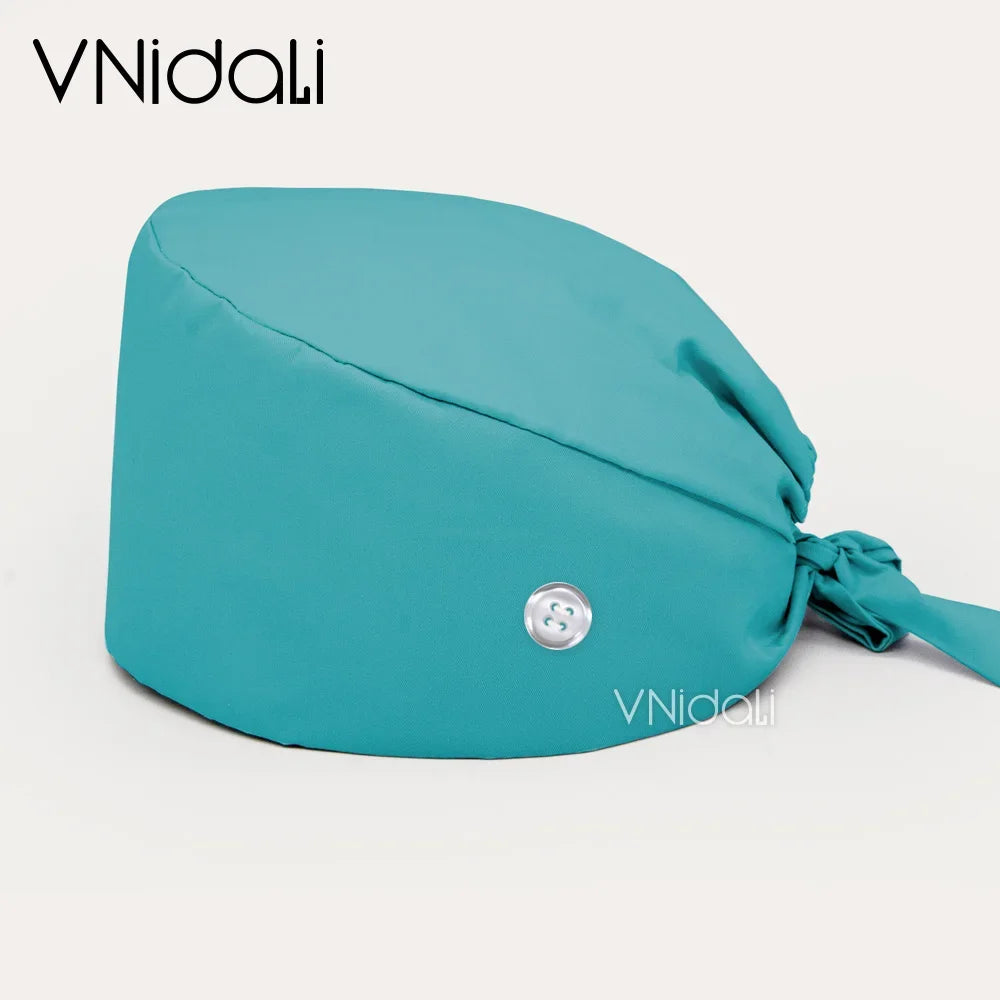 Solid color scrub cap with button pet grooming working Caps  surgical cap Lab work hat  womens Scrub hats nurse accessories