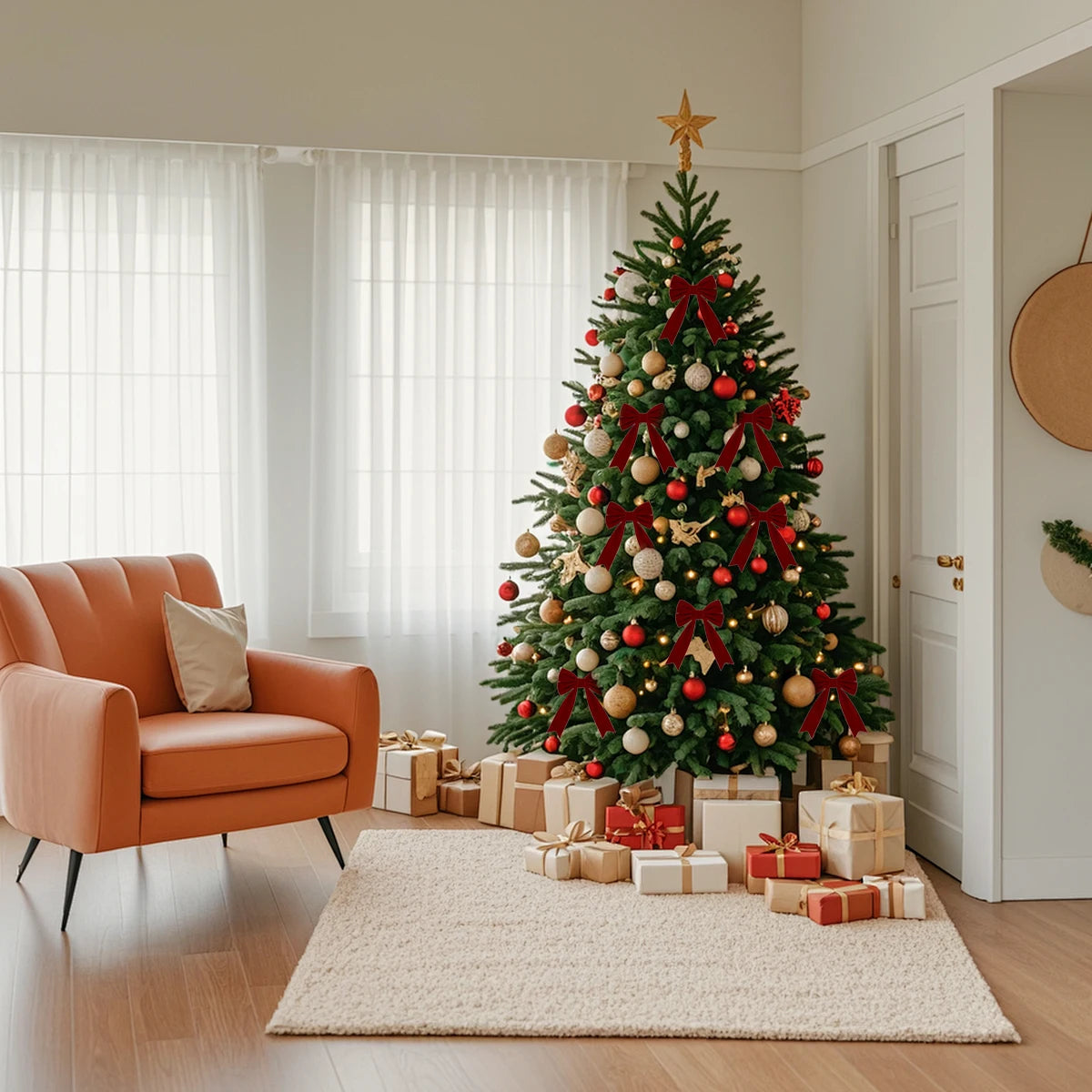 18*13CMChristmas Ribbon Bows Set Christmas Tree Decorations Gift Wrapping Bows