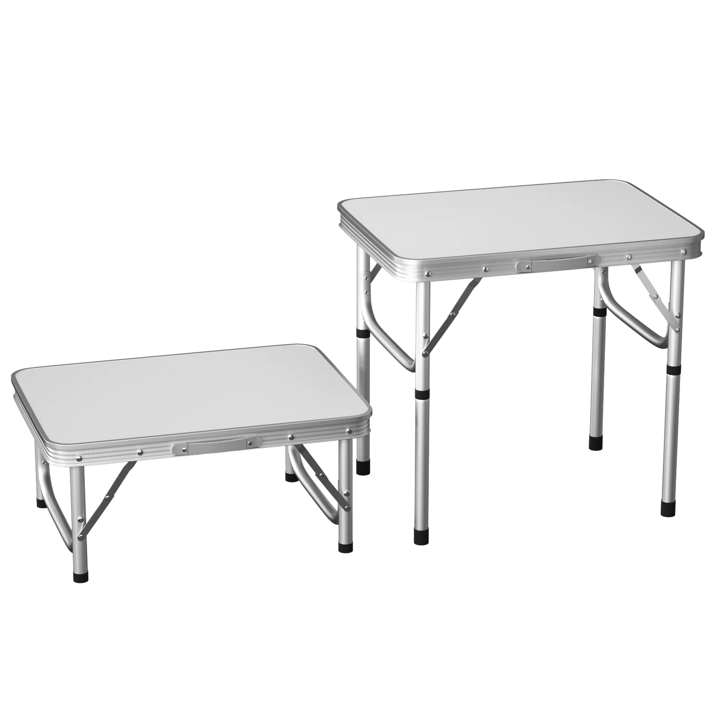 Folding Camping Table Outdoor Indoor Garden Balcony Market Kitchen Work Table Adjustable White Portable Picnic Table 60x45 cm