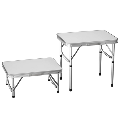 Folding Camping Table Outdoor Indoor Garden Balcony Market Kitchen Work Table Adjustable White Portable Picnic Table 60x45 cm