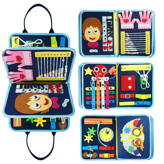 7-in-1 Montessori Busy Board for 3-6 Years Old - Sensory Learning Toy for Fine Motor Skills, Gift for Kids