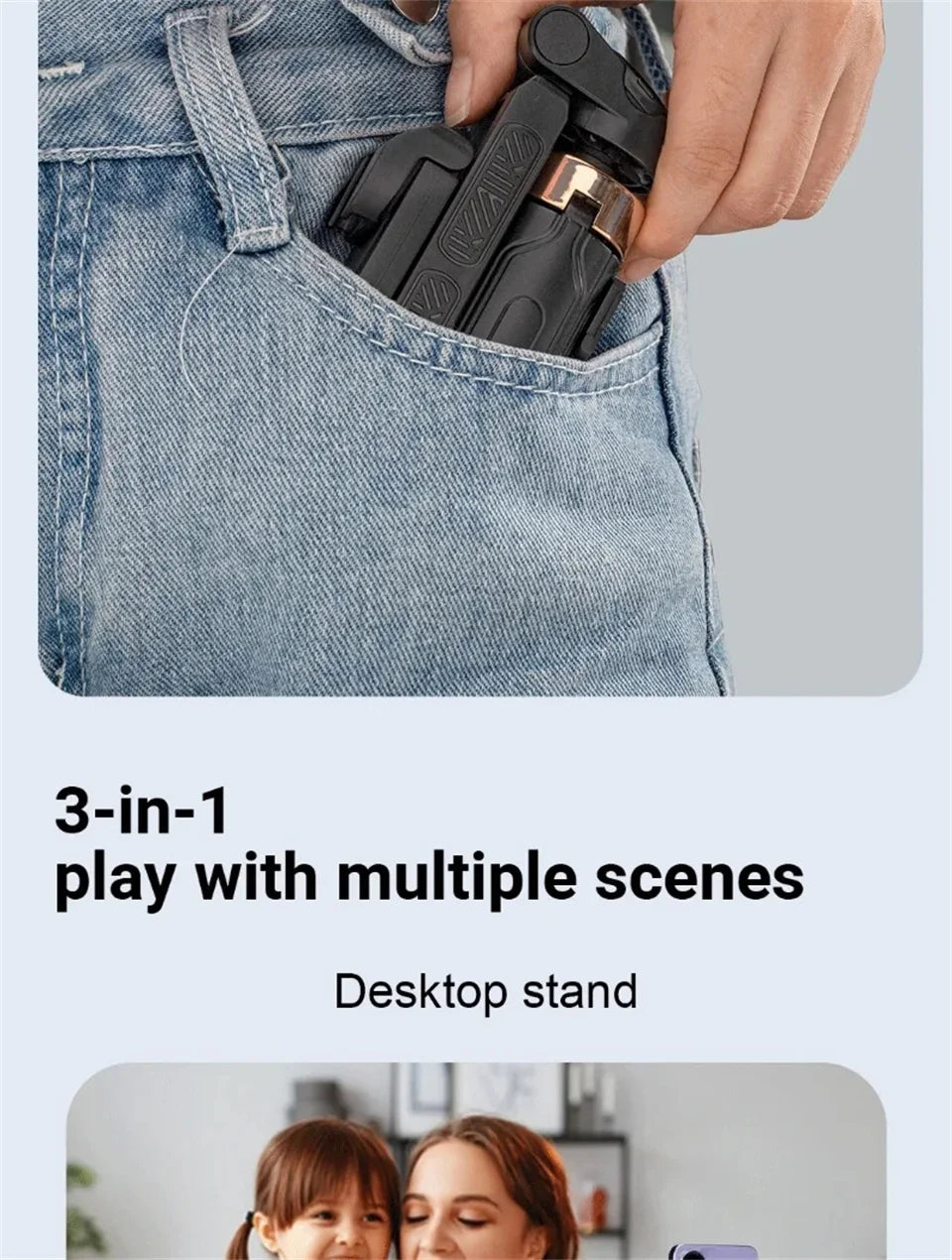 FANGTUOSI Mini Selfie Stick Portable Phone Holder Shooting Aid Versatile Integrated Design Bluetooth Remote For Live Broadcas
