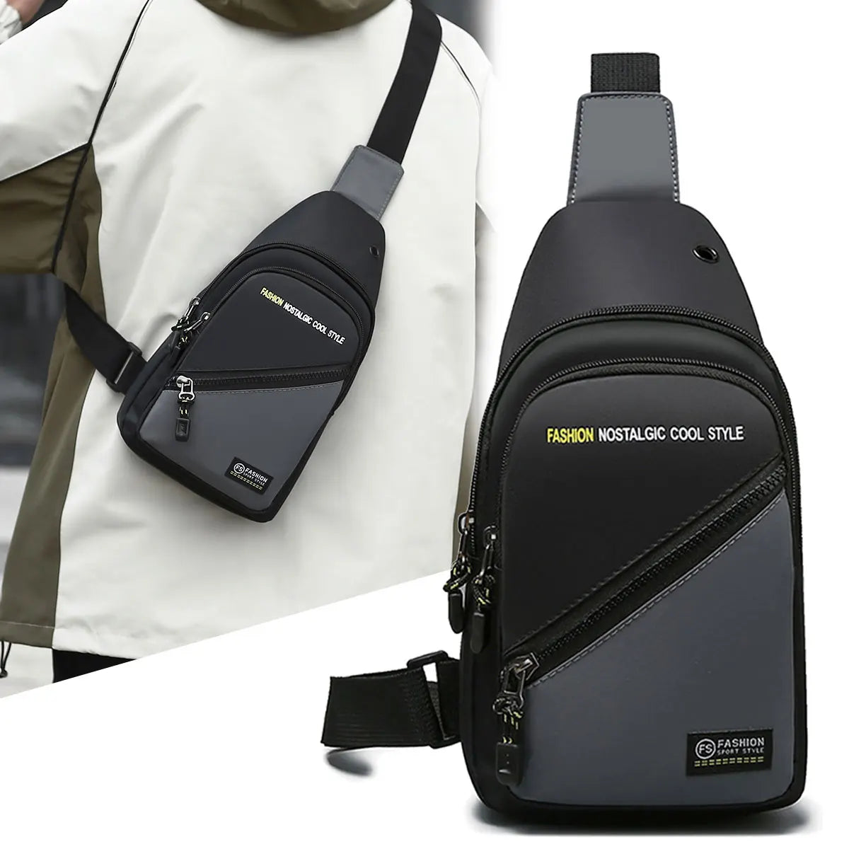 New Ox Cloth Men's Crossbody Bag Simple Faion Korean Version Chest Small Bapa Single oulder Bag Casual Chain Handle