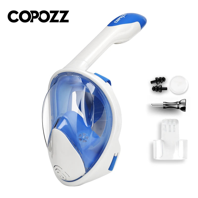 COPOZZ Professional Snorkeling Diving Mask Underwater Scuba Full Face Snorkel Mask Anti Fog Goggles for Adult Swimming Equipment