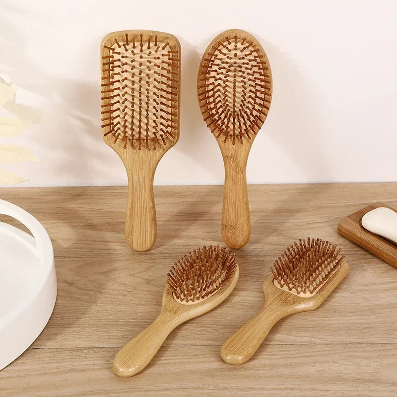 Natural bamboo paddle comb air cushion comb scalp massage anti-static tangle free comb,Special for real hair wigs