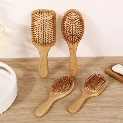 Natural bamboo paddle comb air cushion comb scalp massage anti-static tangle free comb,Special for real hair wigs