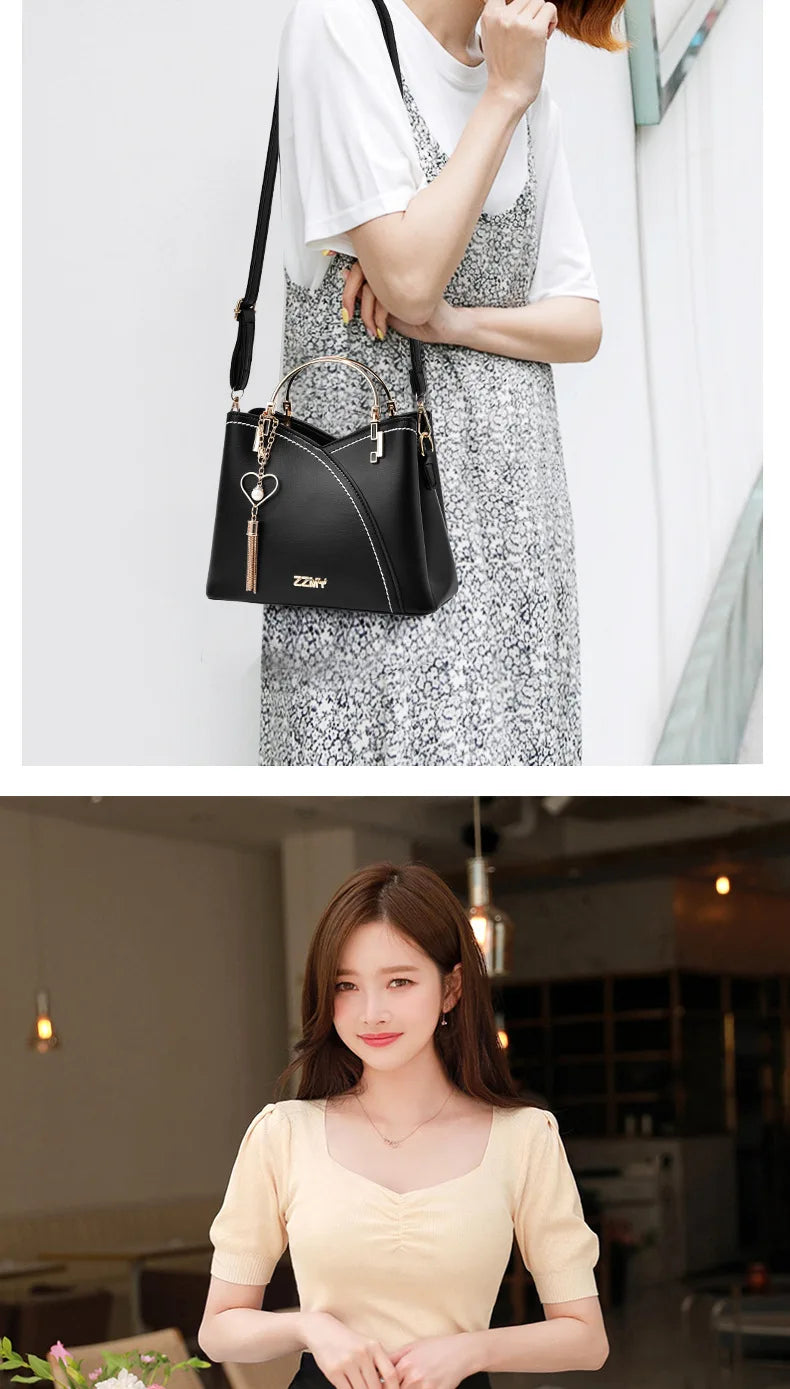 Fashion Women's Bag PU Handbag Retro Style Large Capacity Fashion Shoulder Crossbody Bag Ladies Leather Commuter Bag Shopping