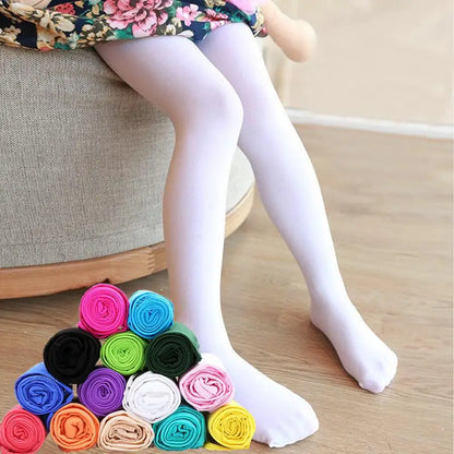 Girls Ballet Tights - Premium Stretch Dance Pantyhose for Kids | White Black Skin Colors