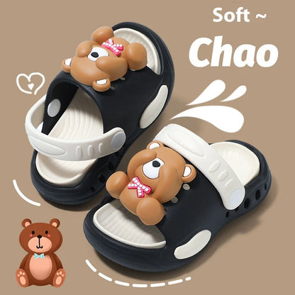 Children's Flip Flops, Anti Slip and Lightweight, Children's Hole Shoes, Soft Soled Cartoon Beach Shoes for Boys and Girls