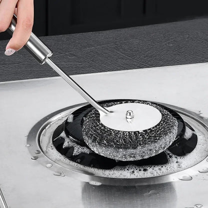 Edelstahl-Drahtbürste mit langen Griffen, Küchenersatz, Stahlwolle-Drahtkugelbürste, Geschirrspülbürste, Spülbecken-Arbeitsplattenreinigung