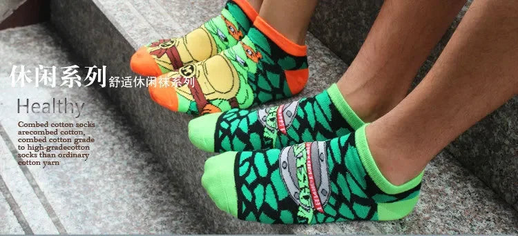 Teenage Mutant Ninja Turtles TMNT Socks Cartoon Women Men Anime Cute Socks Short Cotton Blends Low Cut Ankle Boat Socks Summer