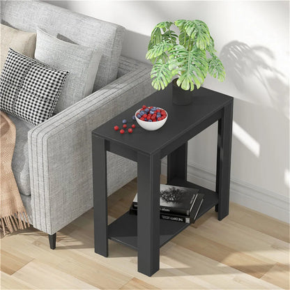 Modern Black Coffee Table Small Wood Narrow Sofa Side End Table Nightstand TV Stand Living Room Furniture
